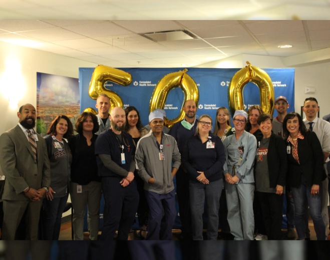 Group photo for the 500th TAVR procedure