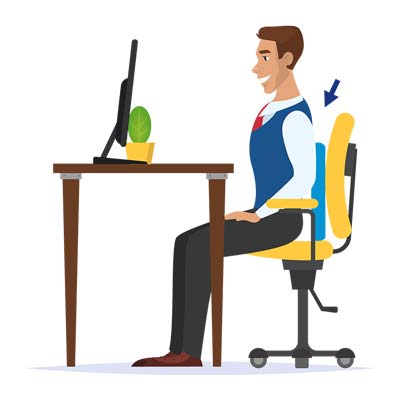 Supporting back with lumbar pillow while seated