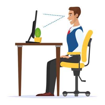Computer screen positioned at eye level